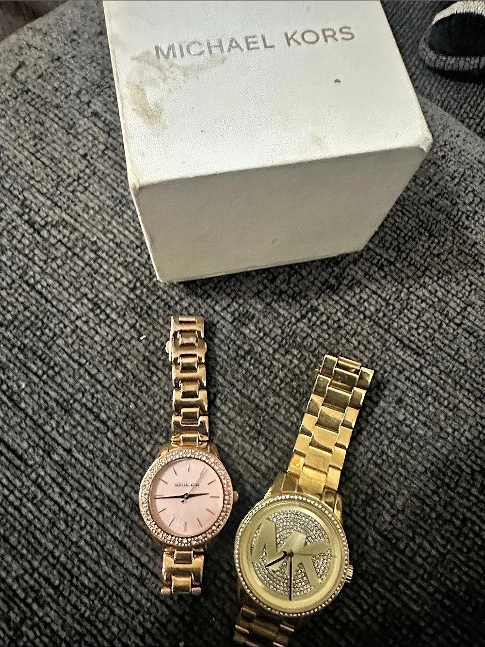 Michael Kors Ritz Gold-Tone Pave Logo Dial Watch Set, Gold & Pink